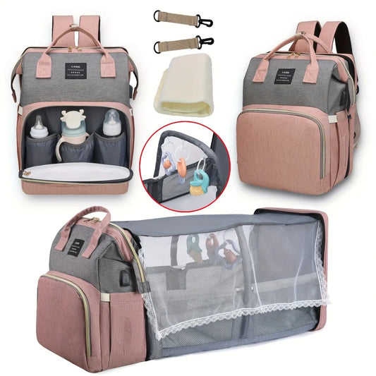 BunBun Wonders™ 3-in-1 Baby Diaper Bag, Travel Crib & Changing Station